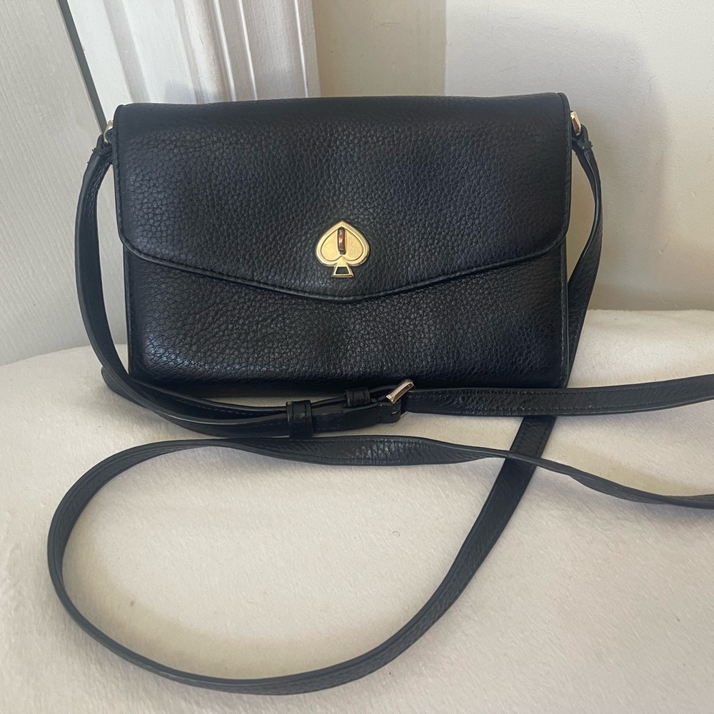 Kate Spade Black Pebbled Leather Crossbody Bag EUC